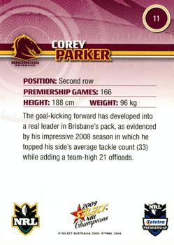 2009 Select NRL Champions #11 Corey Parker Back